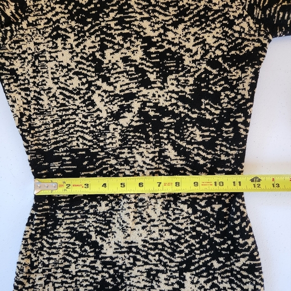 Parker Black Gold Knit Long Sleeve Knit Mini Bodycon Sweater Dress Size XS Cute - Picture 10 of 13